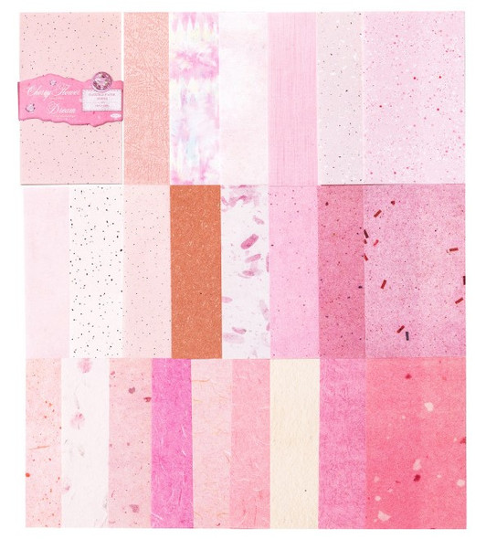 Textured Paper Assortment | Journal Making | Scrapbooking | Collage | 100 Sheets | Cherry Flower Pink | 6937046266135