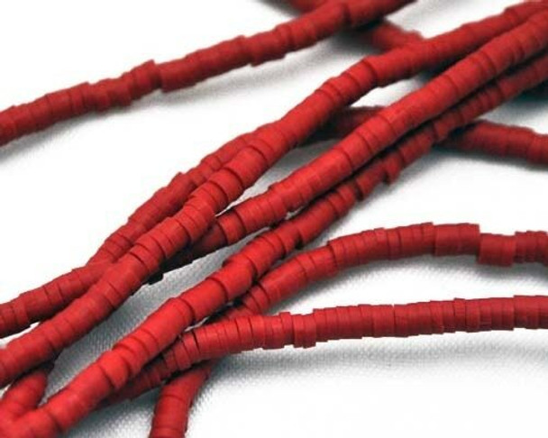 Synthetic Beads Red Flat Ring 3x3x1mm Sold By  45cm-Strand | BSRFR331