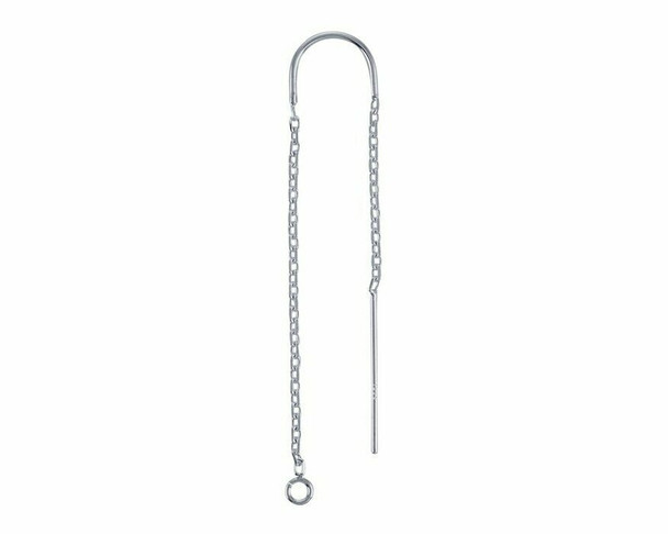 Ear Thread | 925 Sterling silver Cable Chain with Center U-Bar and Ring 41mm(1.6") | Sold By 2pc | 694538