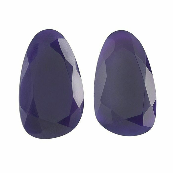 Purple Chalcedony 22 x 13mm Pear Cabochon Slices,  Dyed Natural |Sold by Pair | 79534