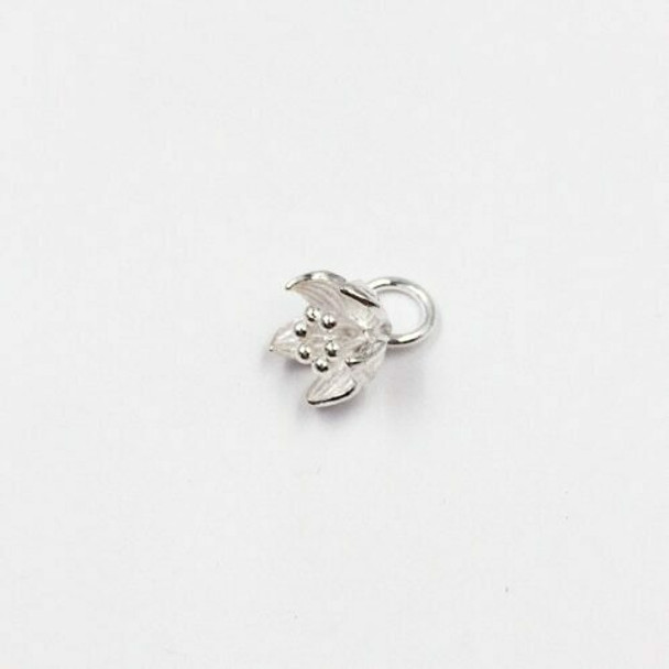 Sterling Silver Lotus Charm | 12mm Hanging Length | 8.5mm Length | 9.7mm Width | 4.5mm Hole | ZT0803