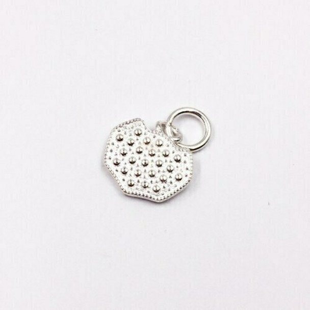 Sterling Silver Badge Charm | 16mm Hanging Length | 13mm Length | 13mm Width | 4mm Hole | ZT0822