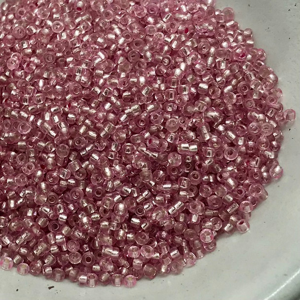 Seed Beads | Small 2mm | Silver Coated Inside | Light Pink | Sold by 20g | GB034