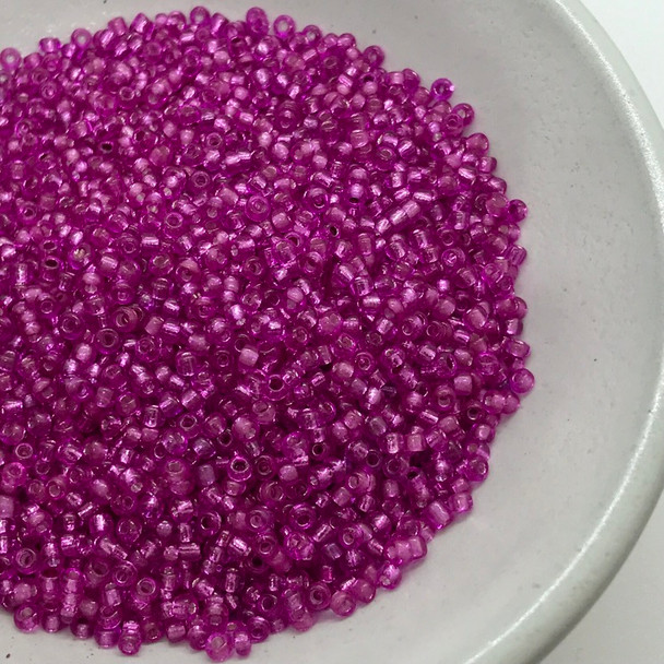 Seed Beads | Small 2mm | Silver Coated Inside | Pink | Sold by 20g | GB037