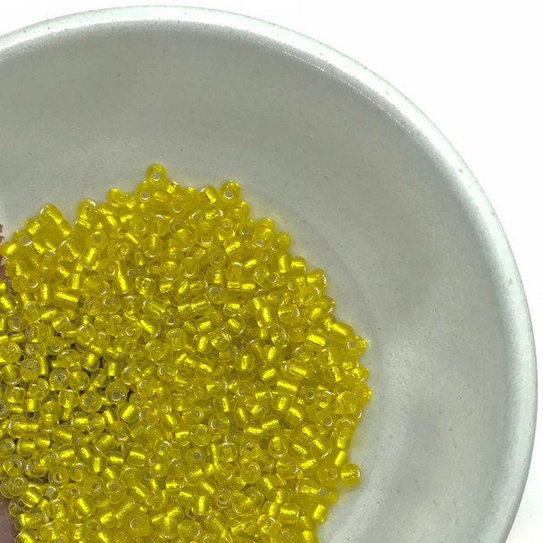 Seed Beads | Medium 3mm | Silver Coated Inside | Yellow | Sold by 20g | GB132