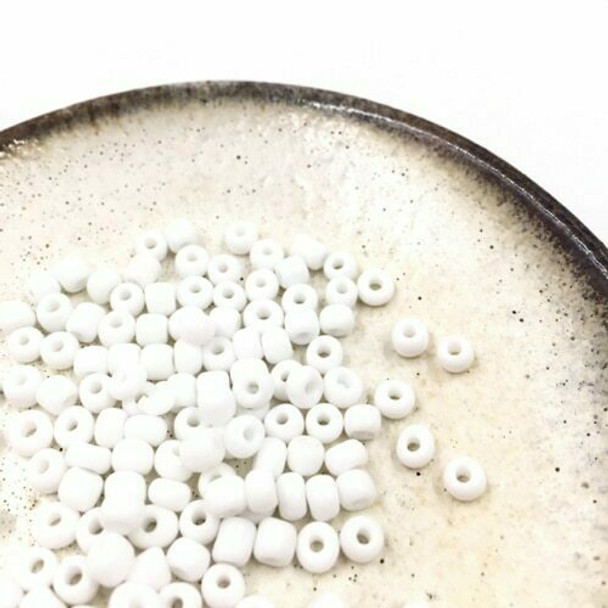 Seed Beads | Large 4mm | Opaque | White | Sold by 20g | GB247