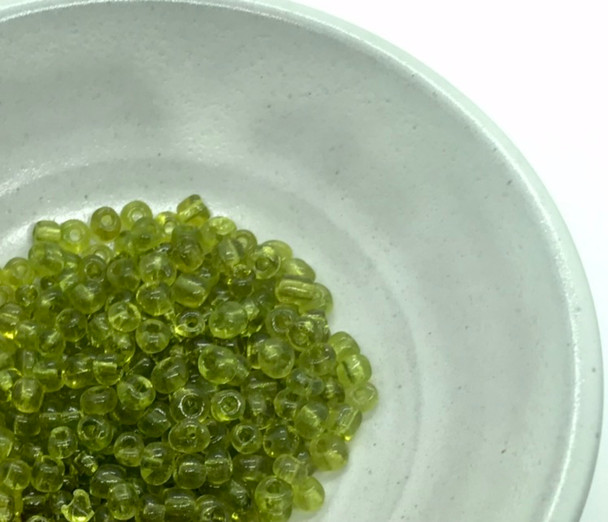 Seed Beads | Large 4mm | Transparent | Lime Green | Sold by 20g | GB256