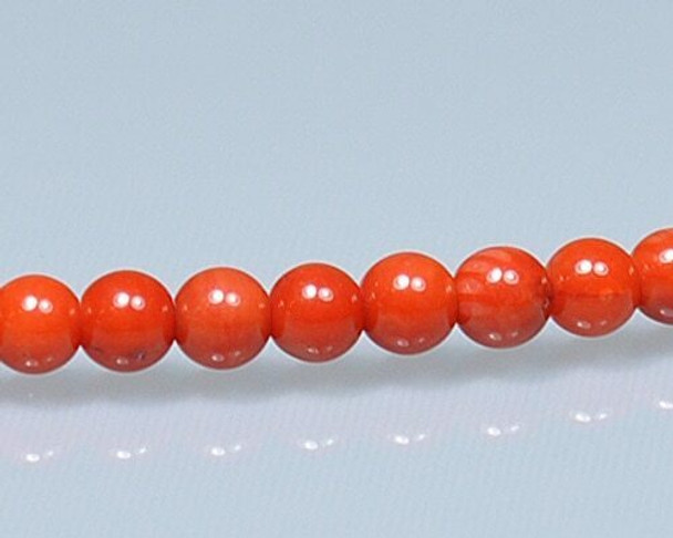 Round Red (Dyed) Coral Beads 4.5mm | Sold By  1 Strand(7.5-8") | BS0005