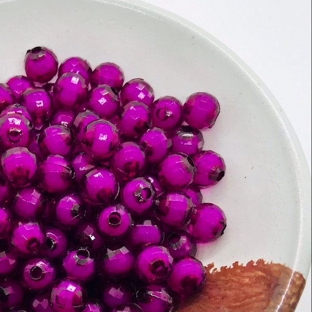 Plastic Faceted Beads | Dia. 8mm | Purple | Sold By 30g | PB012
