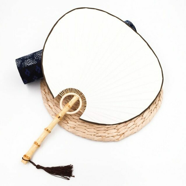 Rice Paper Fan | Natural Bamboo (Brown Tassle) | FFP06B