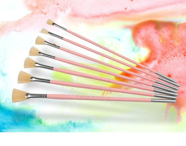 Hog Bristle Fan Brushes | Sizes 0-12 | H2006C