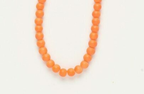 Bead  rubber-coated glass opaque neon orange | 5mm | round | Sold By 1 Strand(16") | BS00589