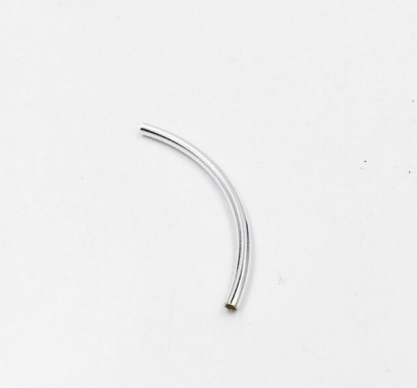 Sterling Silver Bead | Long Curved | 4.2cm L | 2mm OD | 1.3mm ID | ZT0512