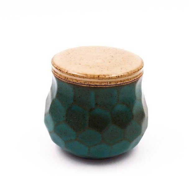 Green Faceted Ceramic Tea Jar | 145ml | TWJ05