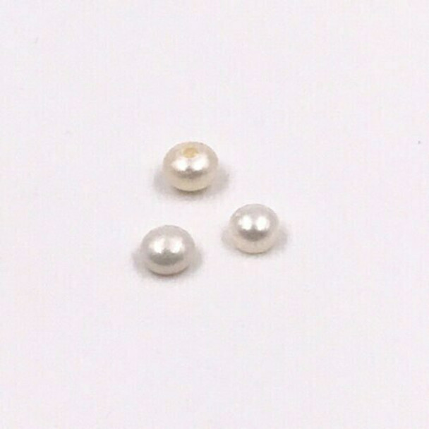 Half-Drilled Button Freshwater Pearl | White | Sold by Pair | Dia. 3.5-4mm | RD354F