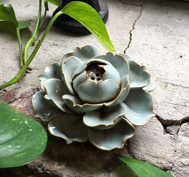 Flower Incense Holder | Large Celadon Lotus | H20201380