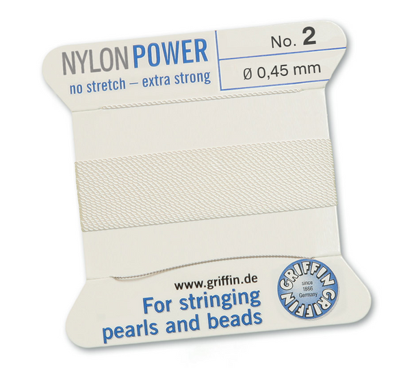 White Nylon Bead Cord | No.2 (0.45mm) | Sold by Bundle of 10 | 841054007023/10EA