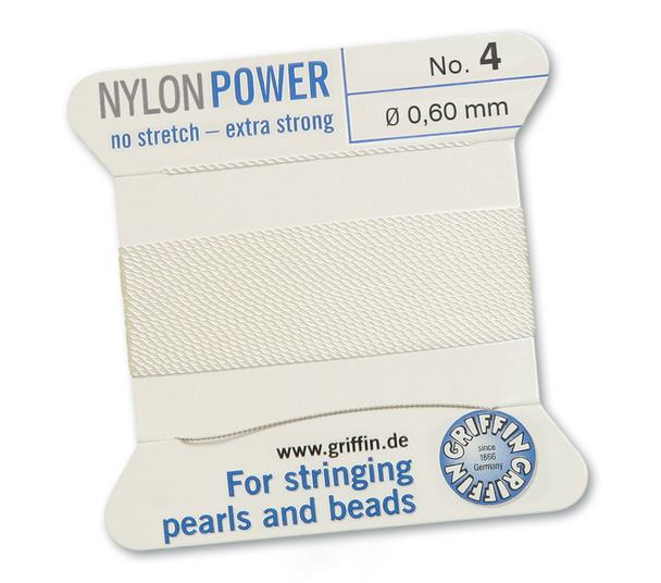 White Nylon Bead Cord | No.4 (0.60mm) | Sold by Bundle of 10 | 841054007047/10EA