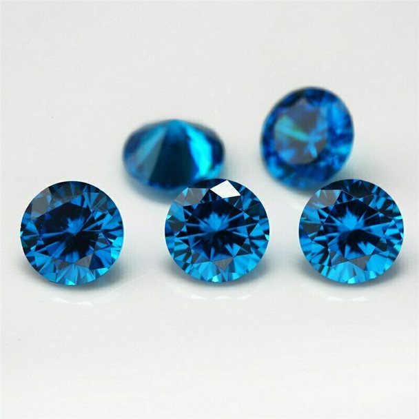 5A Deep Marine Blue CZ | Round Faceted | 10pc Pack | H1901A/10EA