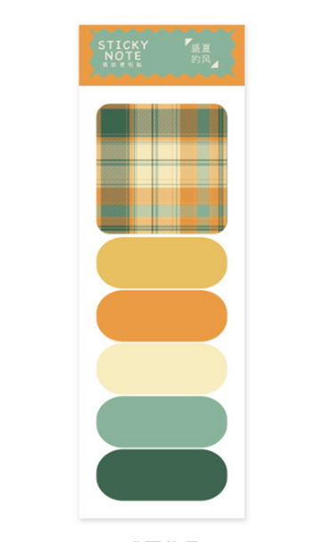 Green and Orange Plaid Sticky Notes Set | H2021116