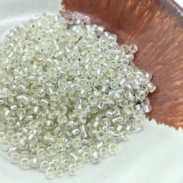 Seed Beads | Medium 3mm | Silver Coated Inside | White | Sold by 50g | GB131