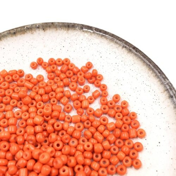 Seed Beads | Medium 3mm | Opaque | Orange | Sold by 50g | GB154