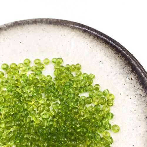 Seed Beads | Medium 3mm | Transparent | Lime Green | Sold by 50g | GB168