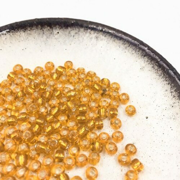 Seed Beads | Large 4mm | Silver Coated Inside | Orange | Sold by 50g | GB212