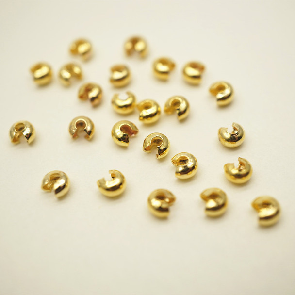 Crimp Bead Cover | Yellow Gold Finish | Dia. 3Mm | Pack Of 20 Pcs | 24785