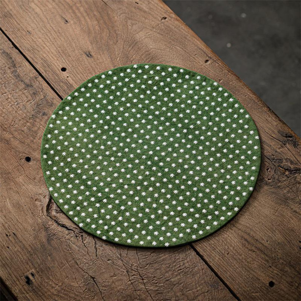 Tie-Dye Round Embroidered Tea Mat | Heat Resistant Cloth | Tea Table Mat | Green 33X33cm | 50448