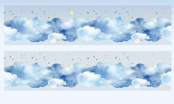 Tomato Sauce Girl Washi Tape | Cloud Series | Decorative Tape | Night Sky | 50411