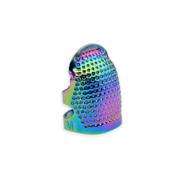 Adjustable Vintage Thimble Ring | Anti-Slip Sewing Finger Guard | Iridescent | Size S | 50654