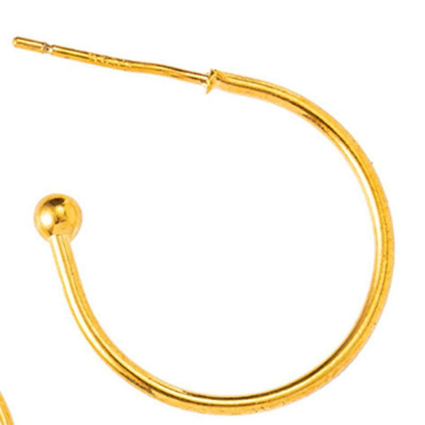 C Hoop Earrings | Gold Plated | 20 Mm | Sold By 2Pcs | 250101