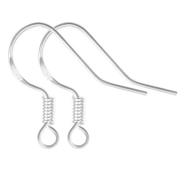 Silver Plated Ear Hook with Spiral Deco | Sold By 20Pcs/Pk | 250118