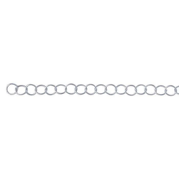 Sterling Silver 3.3mm Twist Patterned Round Cable Chain | Sold by Ft