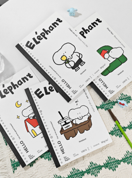 Cute B5 Notebook | Tearable for Spiral Spine or Binder Insert | Elephant | 6954041409688 (Random Style)