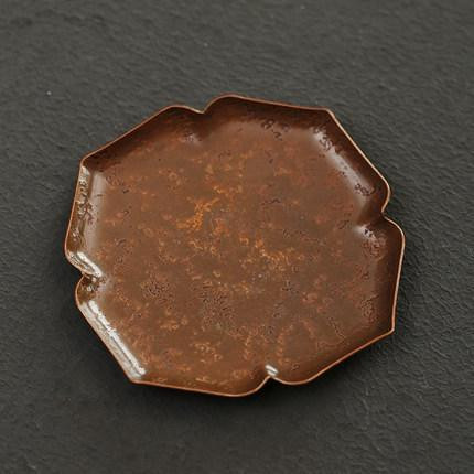 Solid Copper Tea Coaster | Heat Resistant Cup Holder | Japanese Style | Maple Leaf Shape | T260410