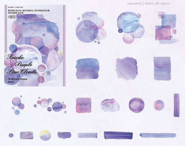 Watercolour Fantasy Series Washi & PET Stickers | Purple | 6978422076832