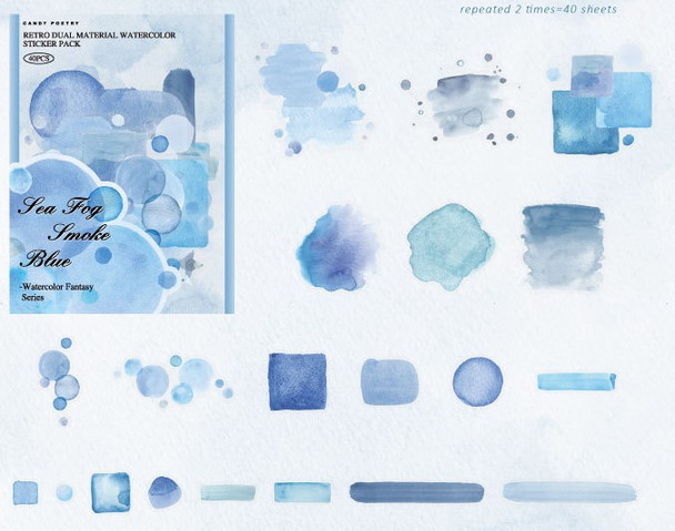 Watercolour Fantasy Series Washi & PET Stickers | Blue | 6978422076825