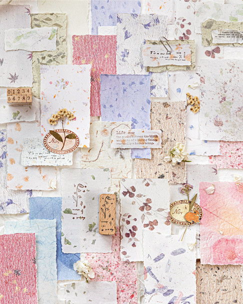 Scrapbooking Material Paper Tear Edge Series | Vegetation Woven Paper | 4 Different Materials | 40 Sheets | 6937046278954