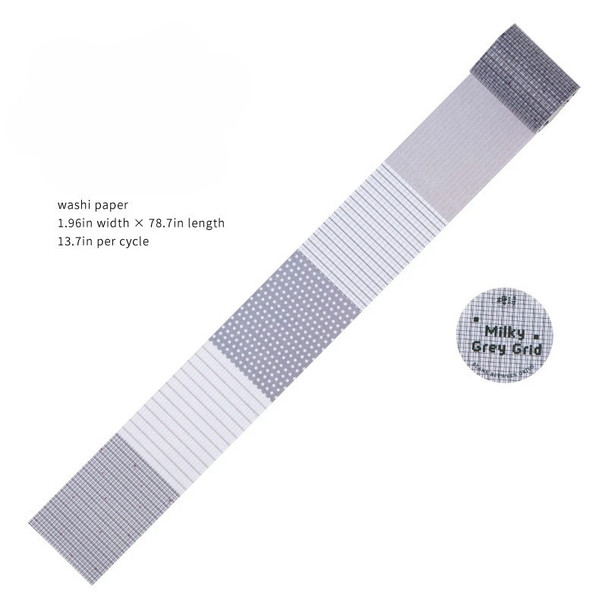 Washi Tape | Milky Grey Grid | 6978422072674
