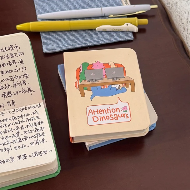 Blank Notebook | Attention:Dinosaurs | 7x9cm | 80 Sheets | Peach | H2604294