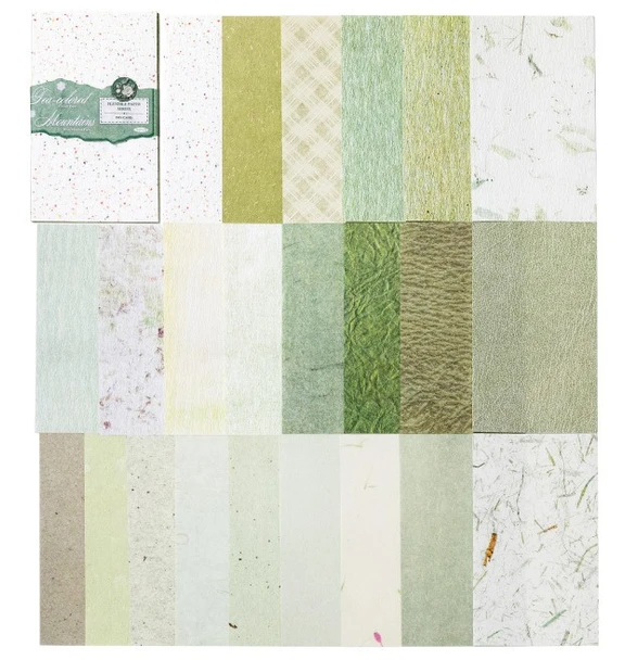 Textured Paper Assortment | Journal Making | Scrapbooking | Collage | 100 Sheets | Tea Green | 6937046266142