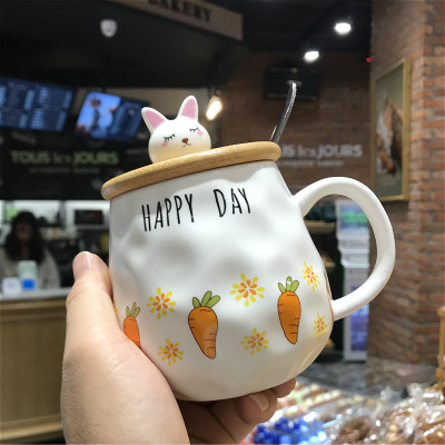 Kawaii Donut Bunny Ceramic Mug With Lid + Spoon