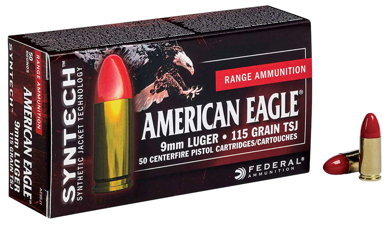 Federal AE9SJ1 American Eagle 9mm Luger 115 gr Total Syntech