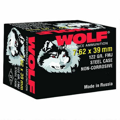 RUSSIAN Wolf By Tulammo 7.62x39 Ammunition 122 Grain Bi-Metal FMJ Steel Case - 1000rds