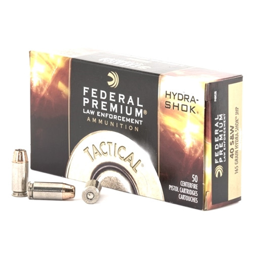Federal Law Enforcement P40HS3G 40 S&W Ammo 165 Grain Hydra-Shok Jacketed Hollow Point - 50rds