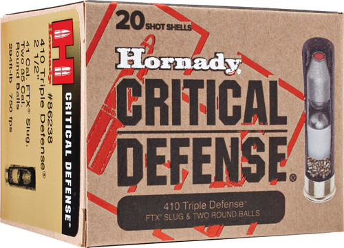 Hornady 86238 Critical Defense FTX Slug 410 Gauge 2.50" 2 Balls/1 Slug - 20 rounds