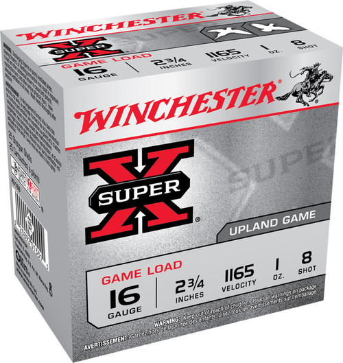 Winchester Ammo XU168 Super X Game Load 16 Gauge 2.75" 1 oz 8 Shot - 25bx