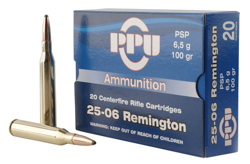 PPU PP2506P Standard Rifle 25-06 Rem 100 gr Pointed Soft Point (PSP) - 20rds